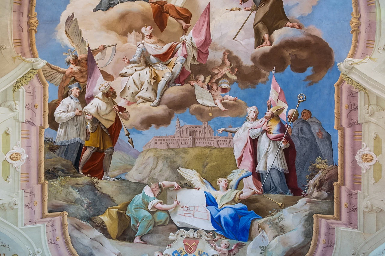 Affresco del soffitto di Kolomanisaal dell'abbazia di Melk - dettaglio